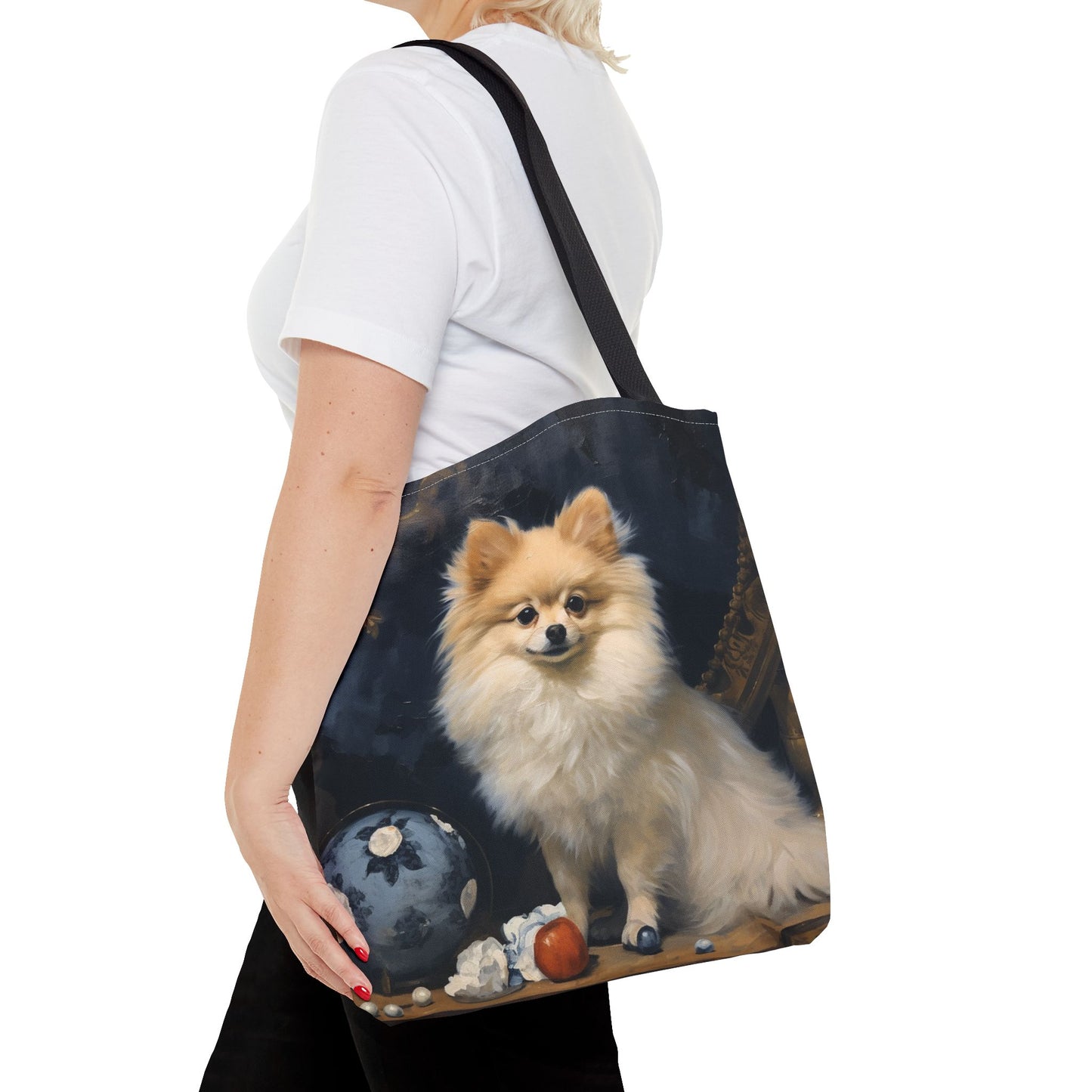 Regal Pomeranian Canvas Tote Bag, Eco-Friendly Dog Lover Gift