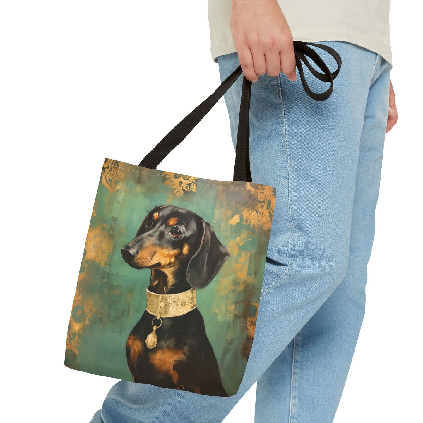 Dachshund Royal Portrait Tote Bag, Artistic Dog Lover Gift, Canvas Bag