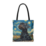 Starry Night Schnauzer Canvas Tote, Artistic Dog Lover Gift Bag