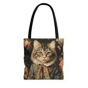 Stylish Victorian Cat Floral Tote Bag - Eco-Friendly and Reusable