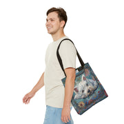 Whimsical Westie Floral Tote Bag – Perfect for Dog Lovers