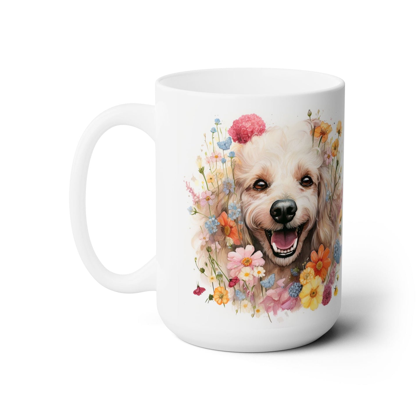 Poodle Bloom Mug - Adorable Poodle Art with Colorful Flowers