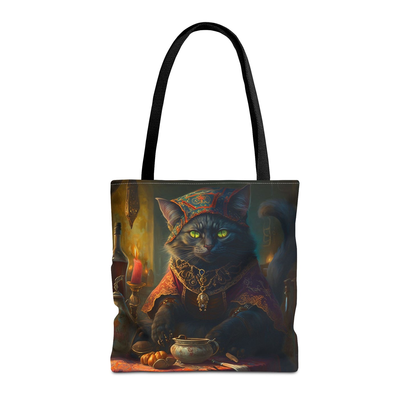 Mystic Black Cat Enchanted Tote Bag, Artistic Eco-Friendly Gift for Cat Lovers