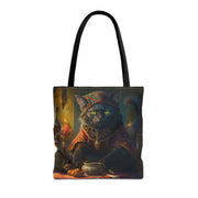 Mystic Black Cat Enchanted Tote Bag, Artistic Eco-Friendly Gift for Cat Lovers