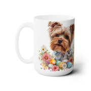 Yorkshire Terrier Easter Mug with Colorful Floral Design