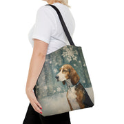 Beagle Snowy Wonderland Tote Bag, Holiday Gift for Dog Lovers