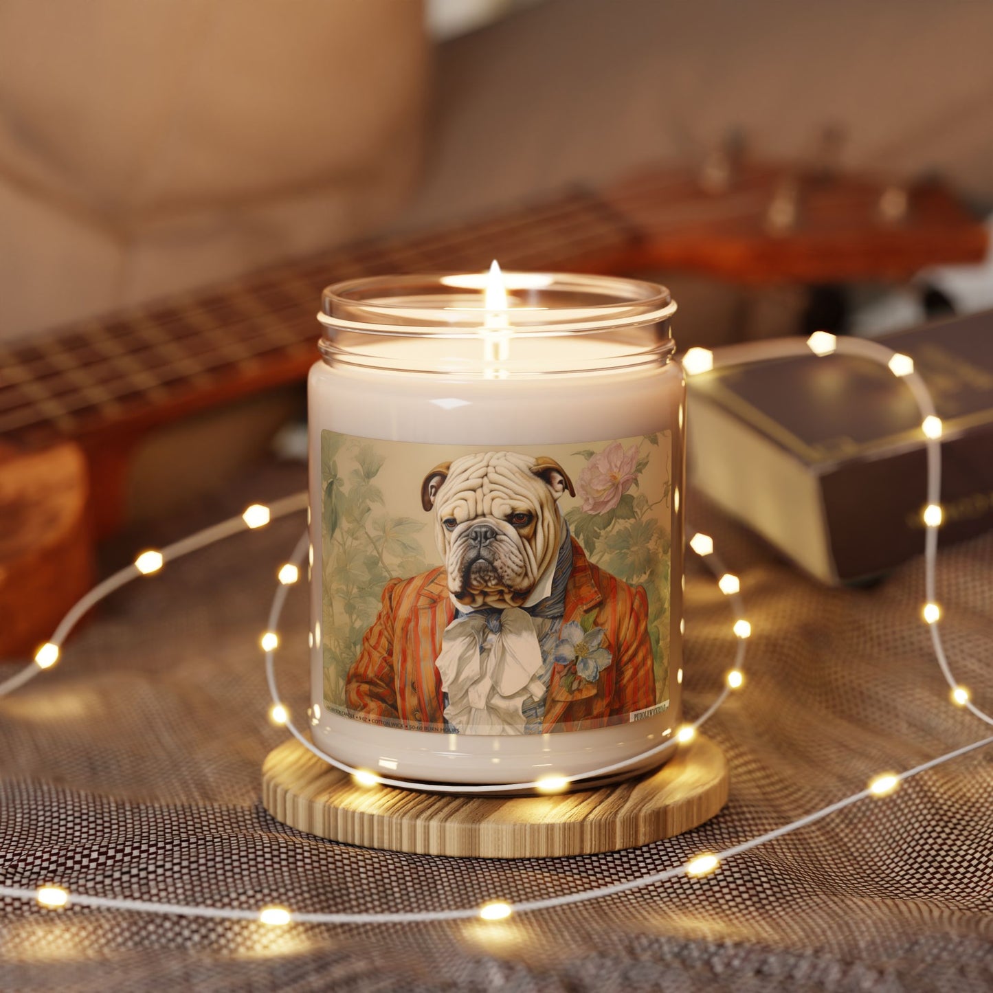 English Bulldog Vintage Art Candle Gift