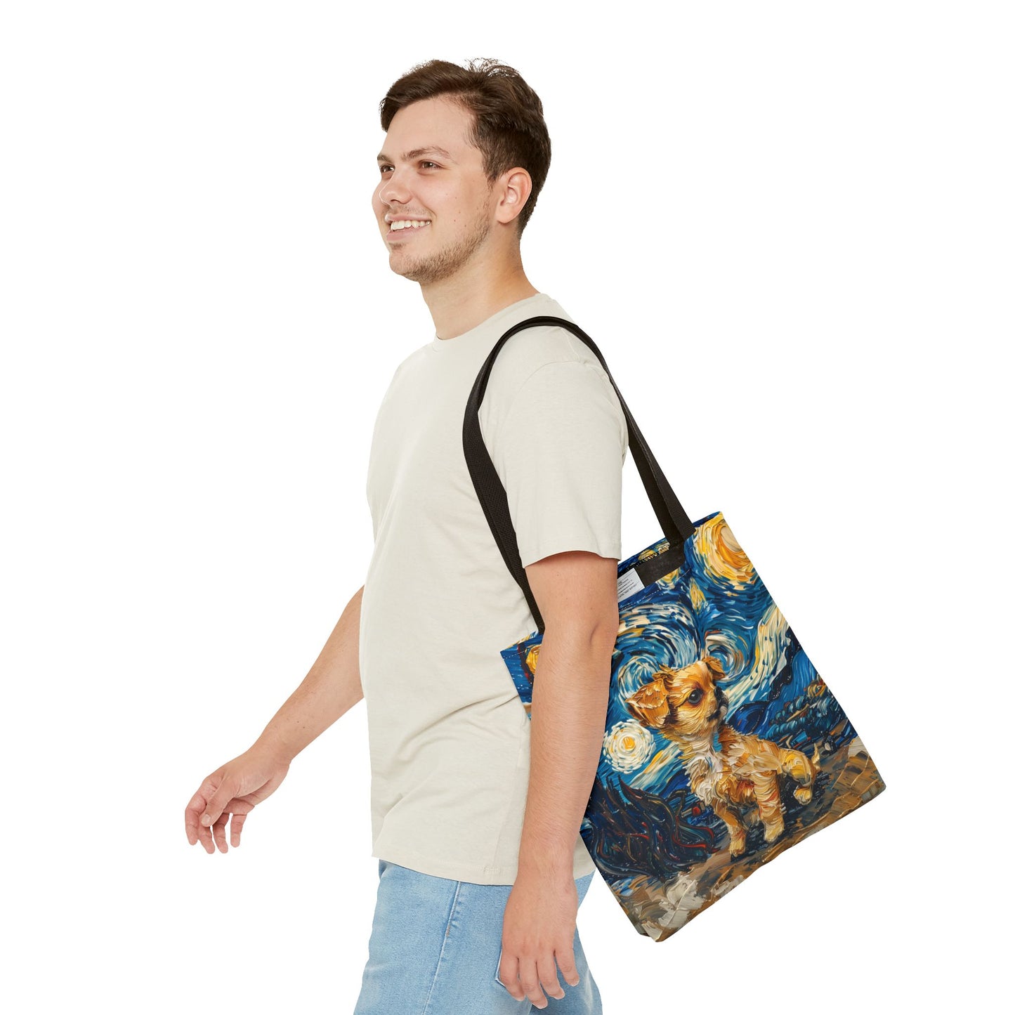 Starry Chihuahua Canvas Tote Bag - Van Gogh Inspired Design for Dog Lovers