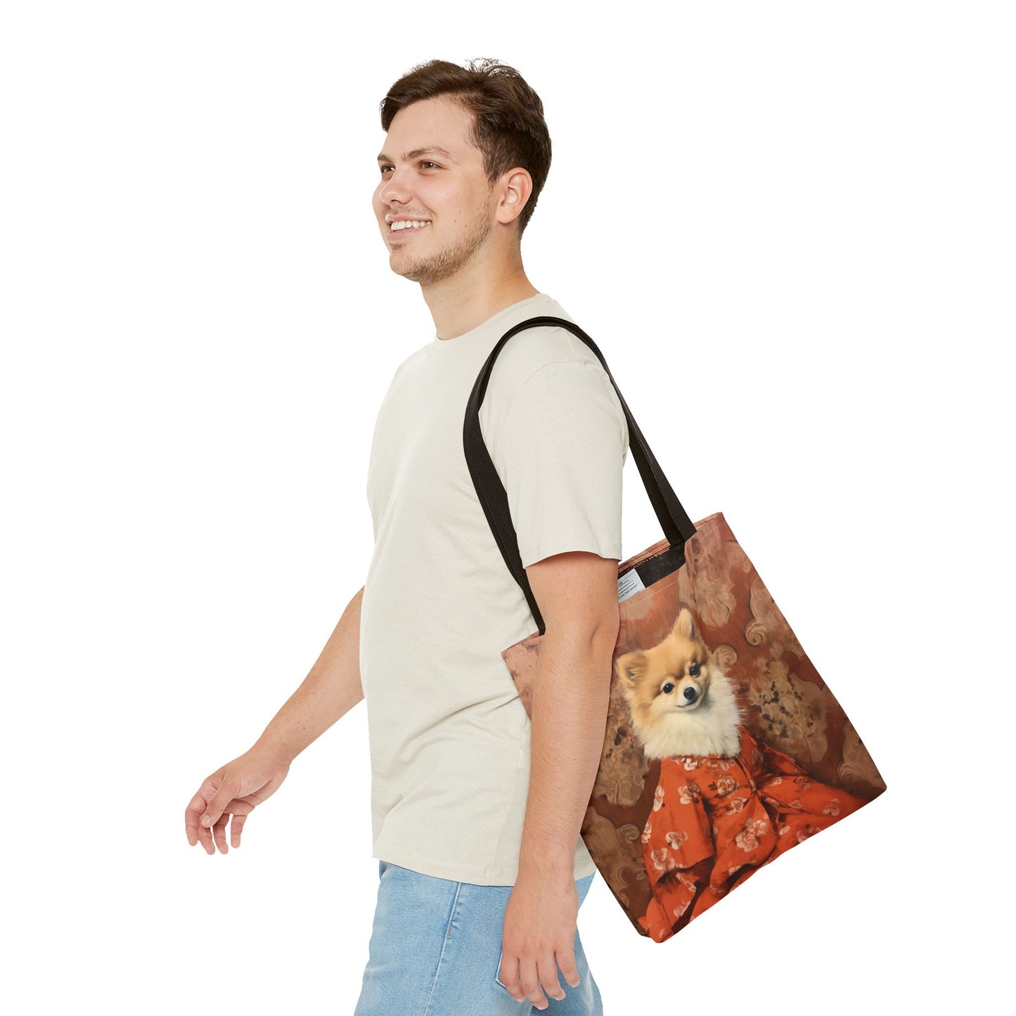 Royal Pomeranian Floral Tote Bag - Elegant Shopping & Gift Idea