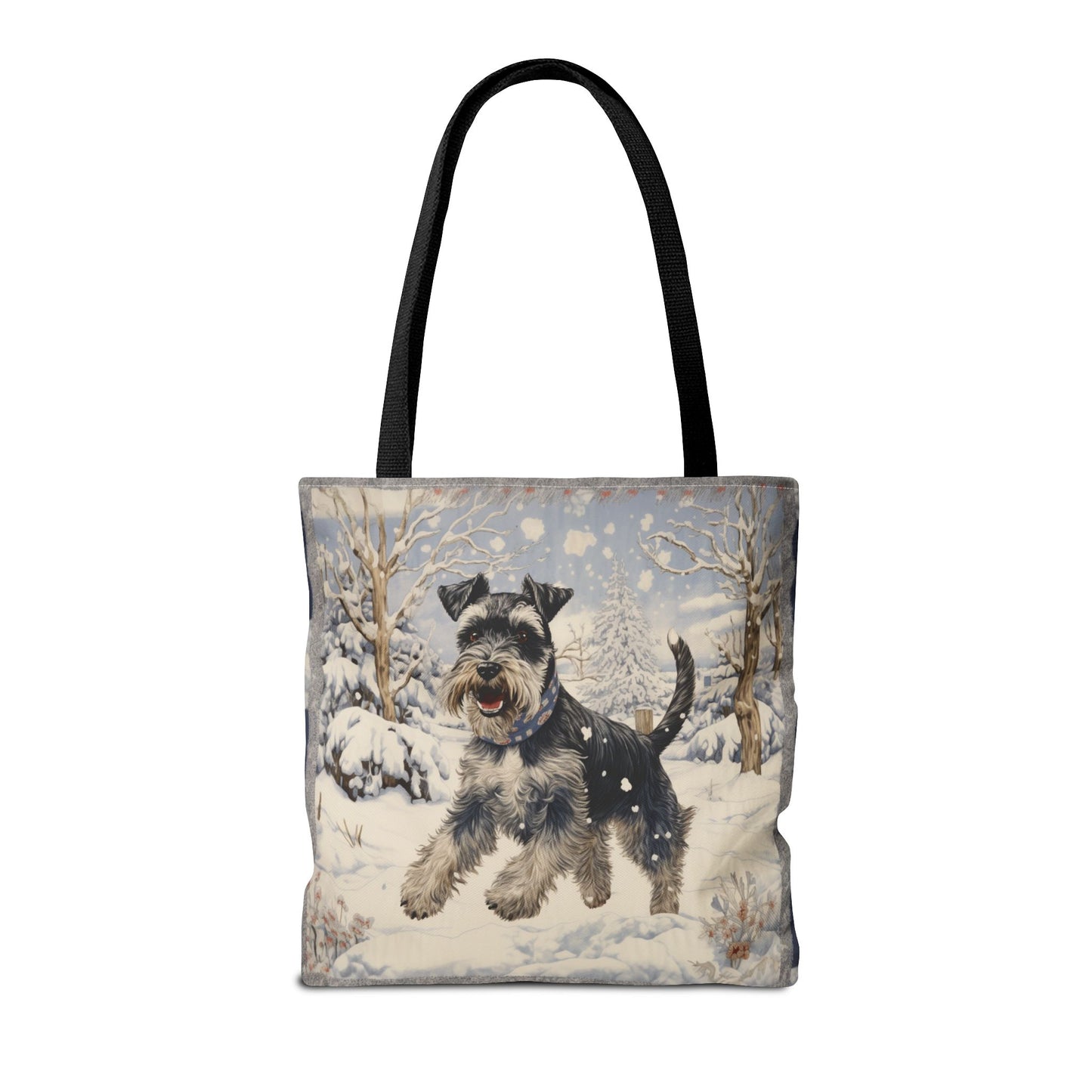 Festive Winter Schnauzer Tote Bag - Stylish Canvas Shopper