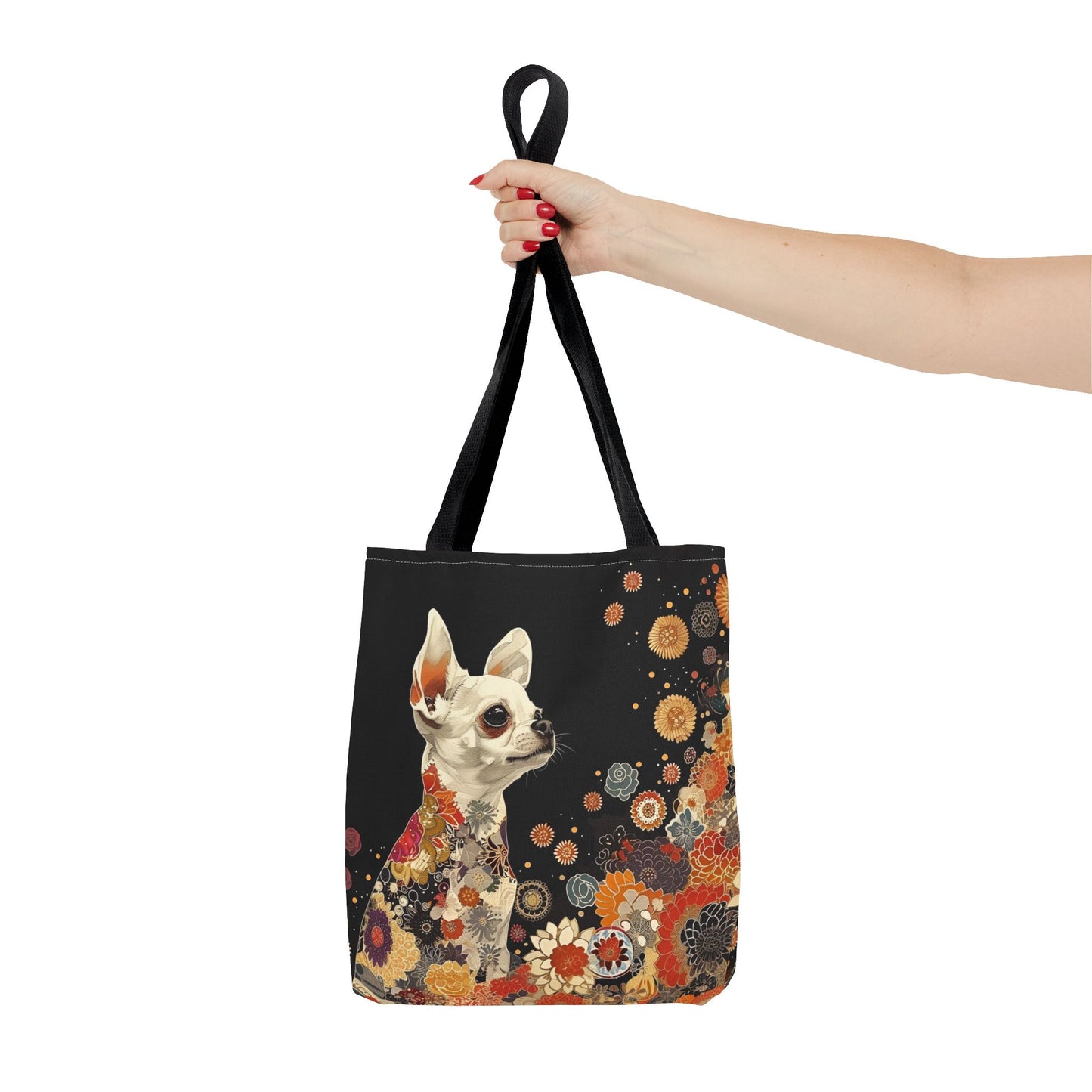 Whimsical Chihuahua Floral Tote Bag – Eco-Friendly Market Style