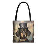 Dapper Dachshund Canvas Tote Bag - Chic and Eco-Friendly Design