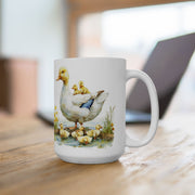 Mother Duck and Ducklings Coffee Mug - Adorable Pond Design for Bird Lovers