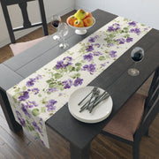 Spring Violet Table Runner | Cream and Purple Floral Décor (72" or 90")