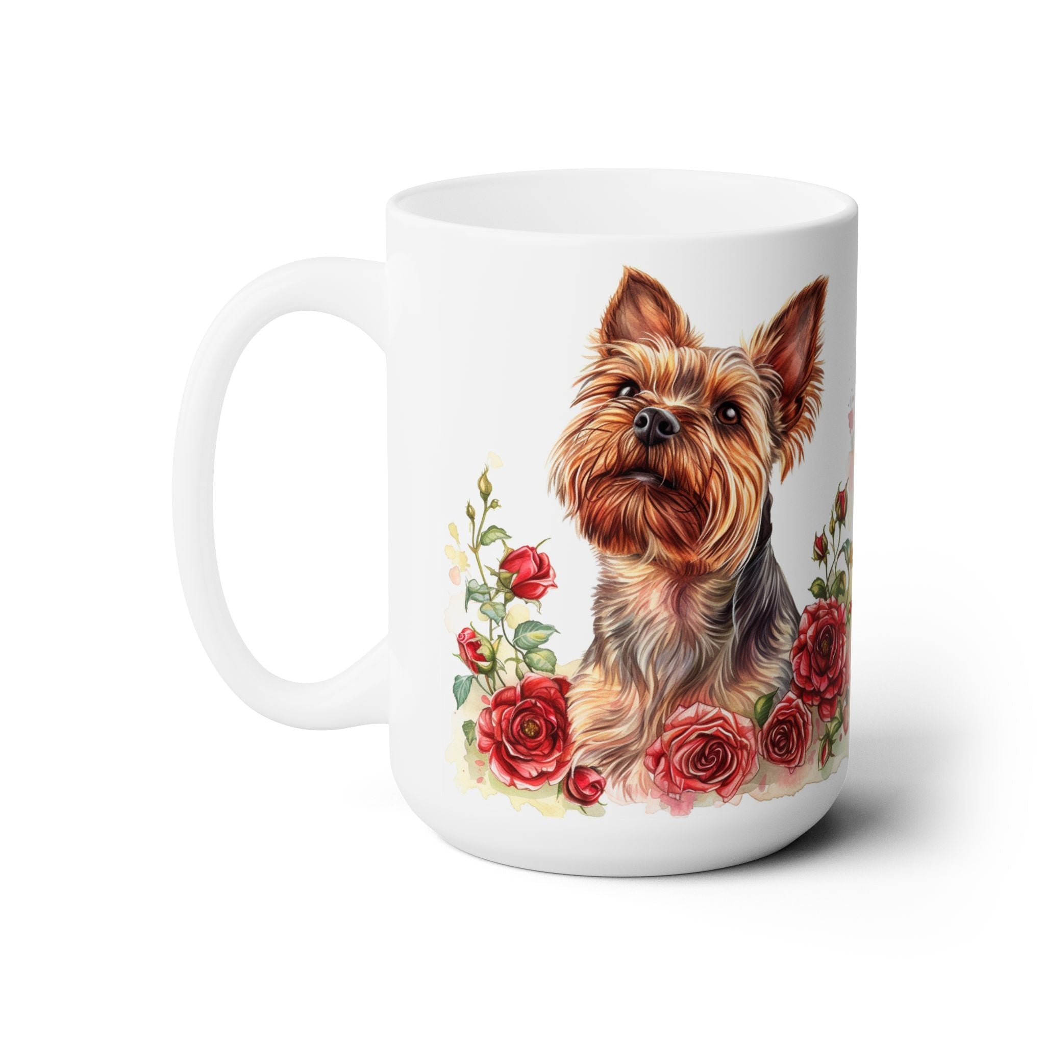 Yorkie Mom Mug – Yorkshire Terrier with Floral Design, Dog Lover Gift