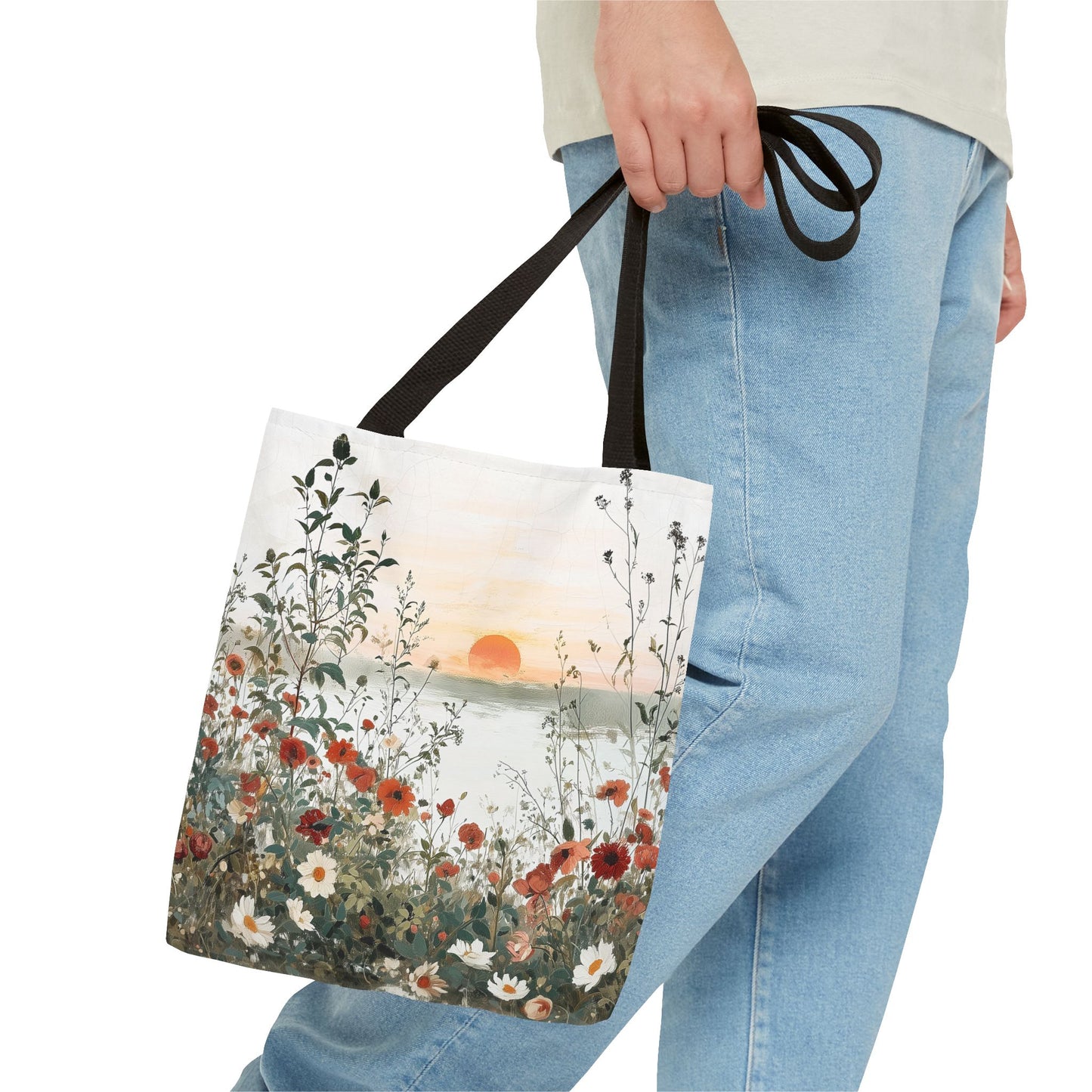 Sunset Floral Eco-Friendly Tote Bag for Nature Lovers and Market Trips