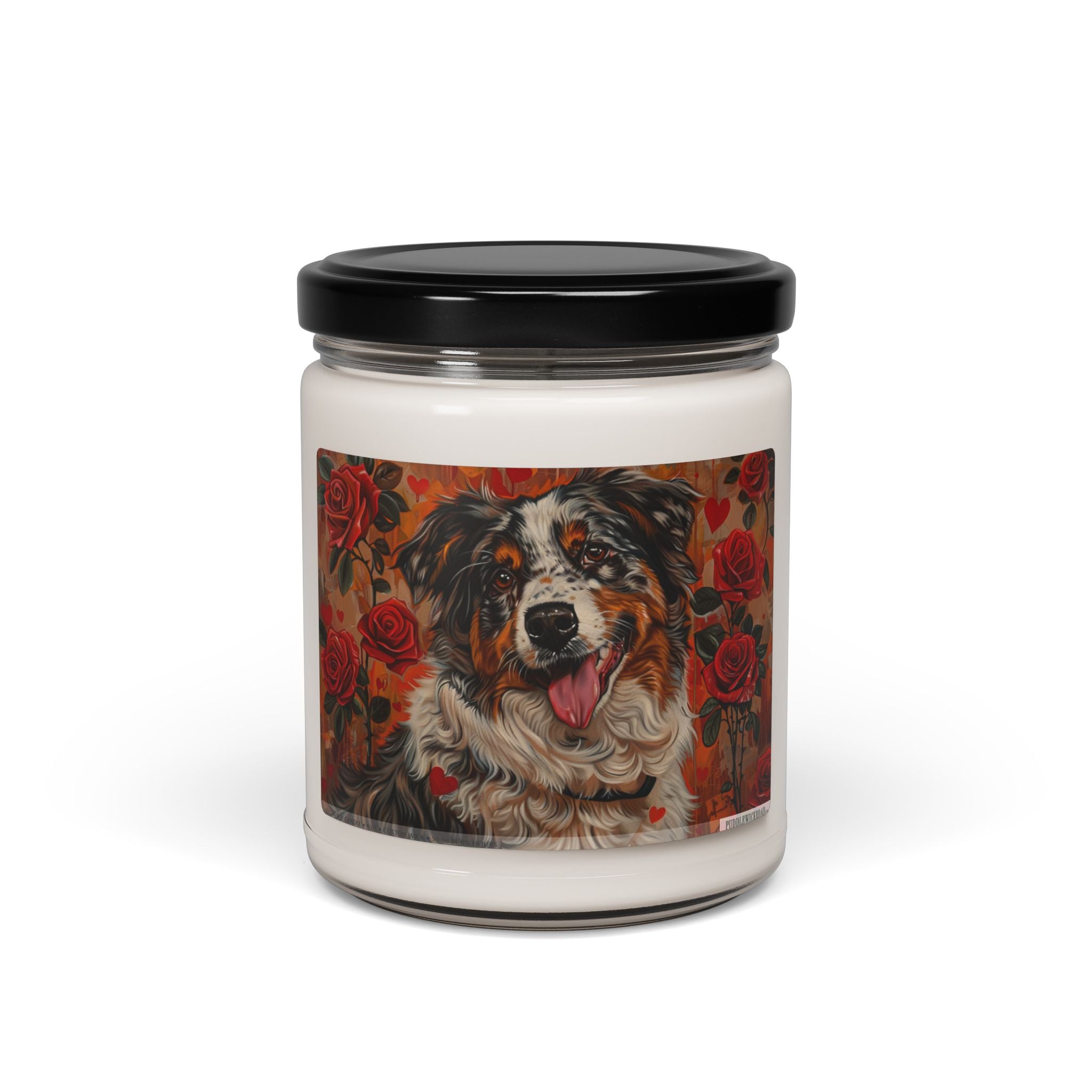 Australian Shepherd Love Candle – Vintage Art Memorial Gift