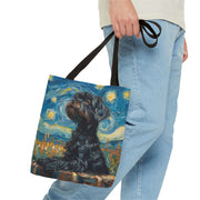 Starry Night Schnauzer Canvas Tote, Artistic Dog Lover Gift Bag