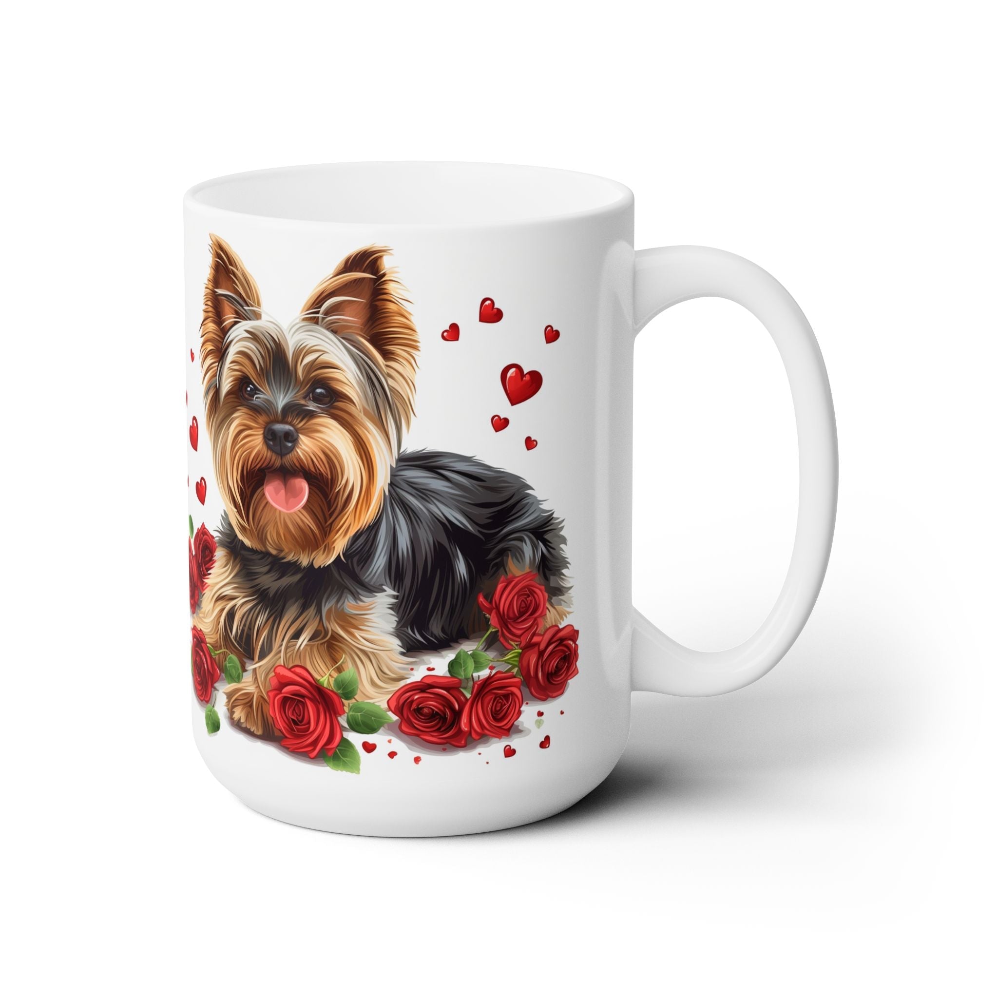 Yorkshire Terrier Lover’s Valentine Mug – Yorkie Gift with Roses