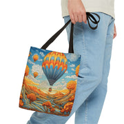 Hot Air Balloon Canvas Tote Bag, Vibrant Autumn Design for Eco Shoppers