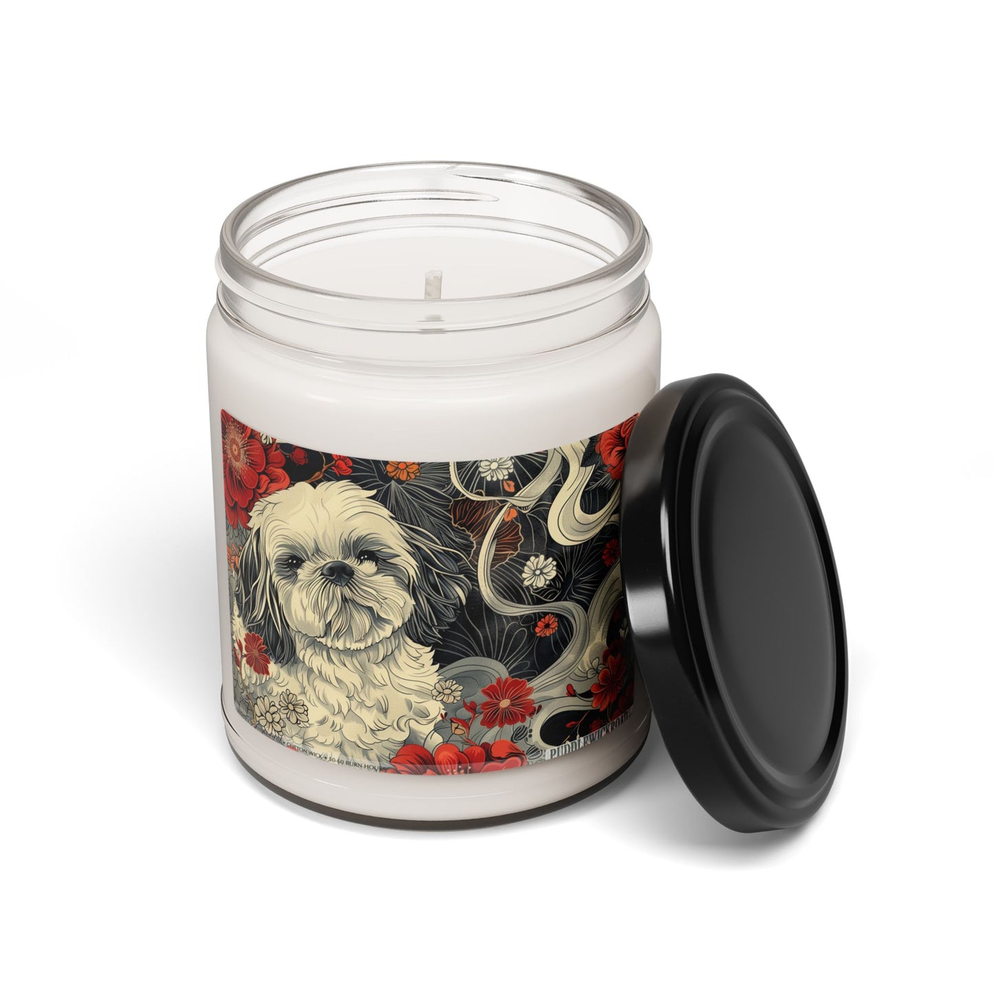 Shih Tzu Floral Art Soy Candle – Pet Lover Gift & Memorial Keepsake