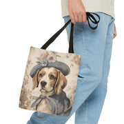 Charming Beagle Canvas Tote Bag - Floral Vintage Style, Eco-Friendly