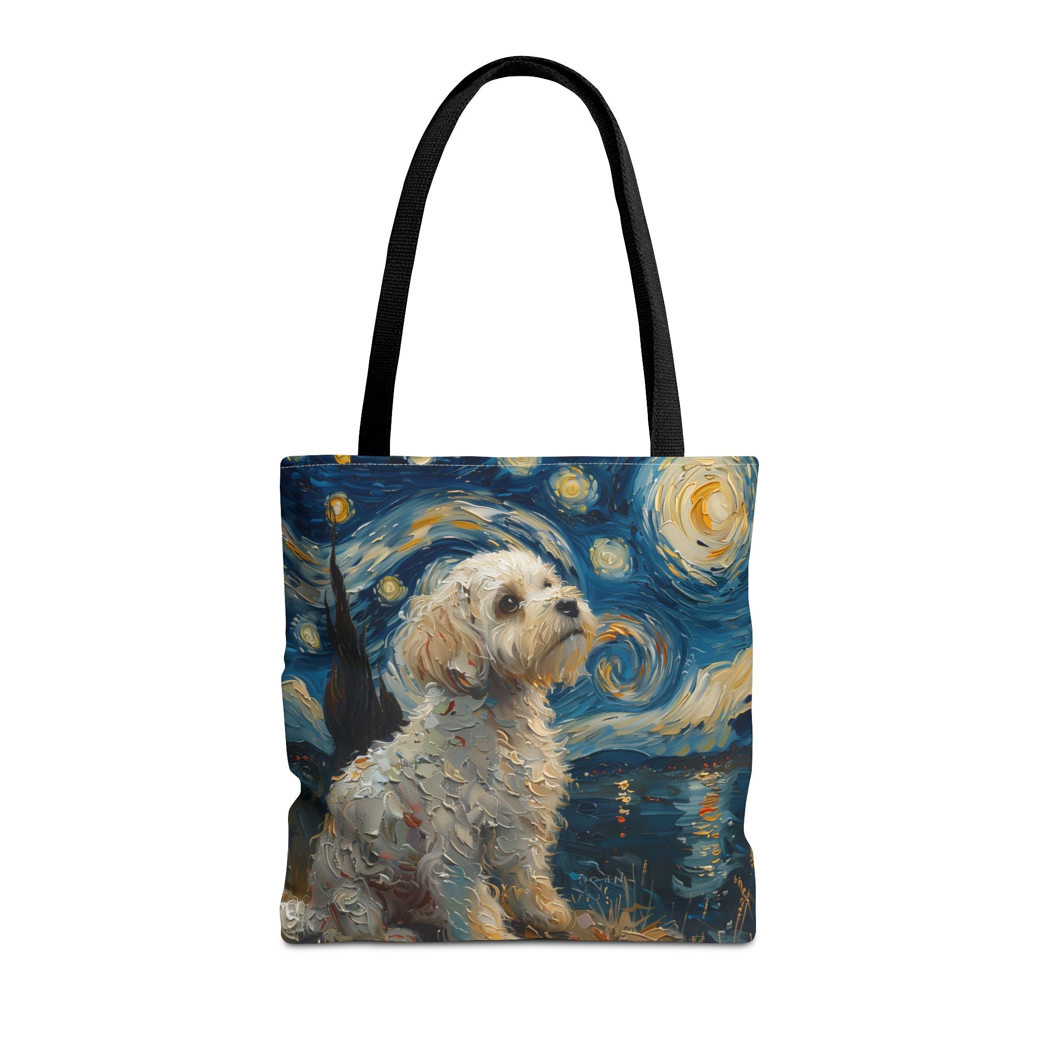 Starry Night Maltese Canvas Tote Bag, Artistic Gift for Dog Lovers