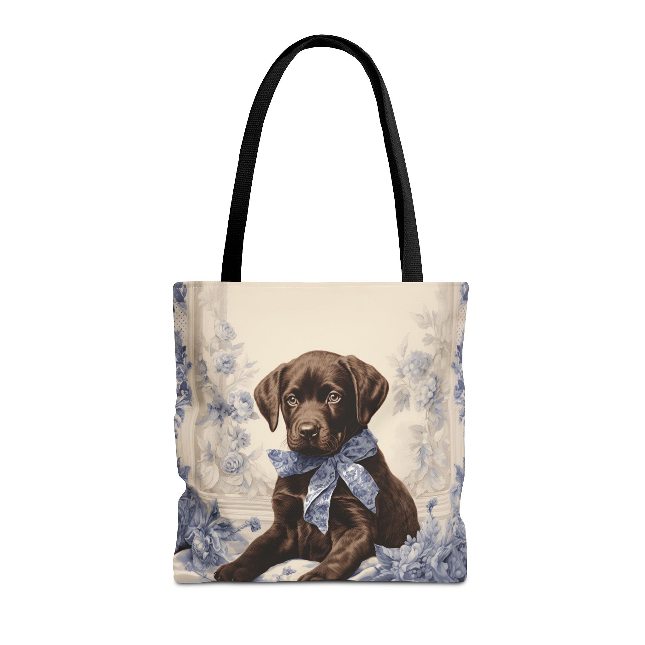 Chocolate Lab Puppy Tote Bag, Floral Artistic Eco-Friendly Gift