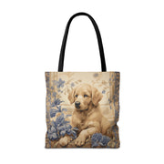 Golden Retriever Floral Tote Bag - Eco-Friendly Gift for Dog Lovers