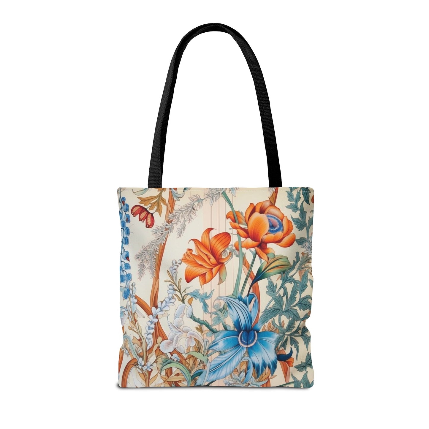 Floral Elegance Canvas Tote Bag, Eco-Friendly Reusable Market Bag