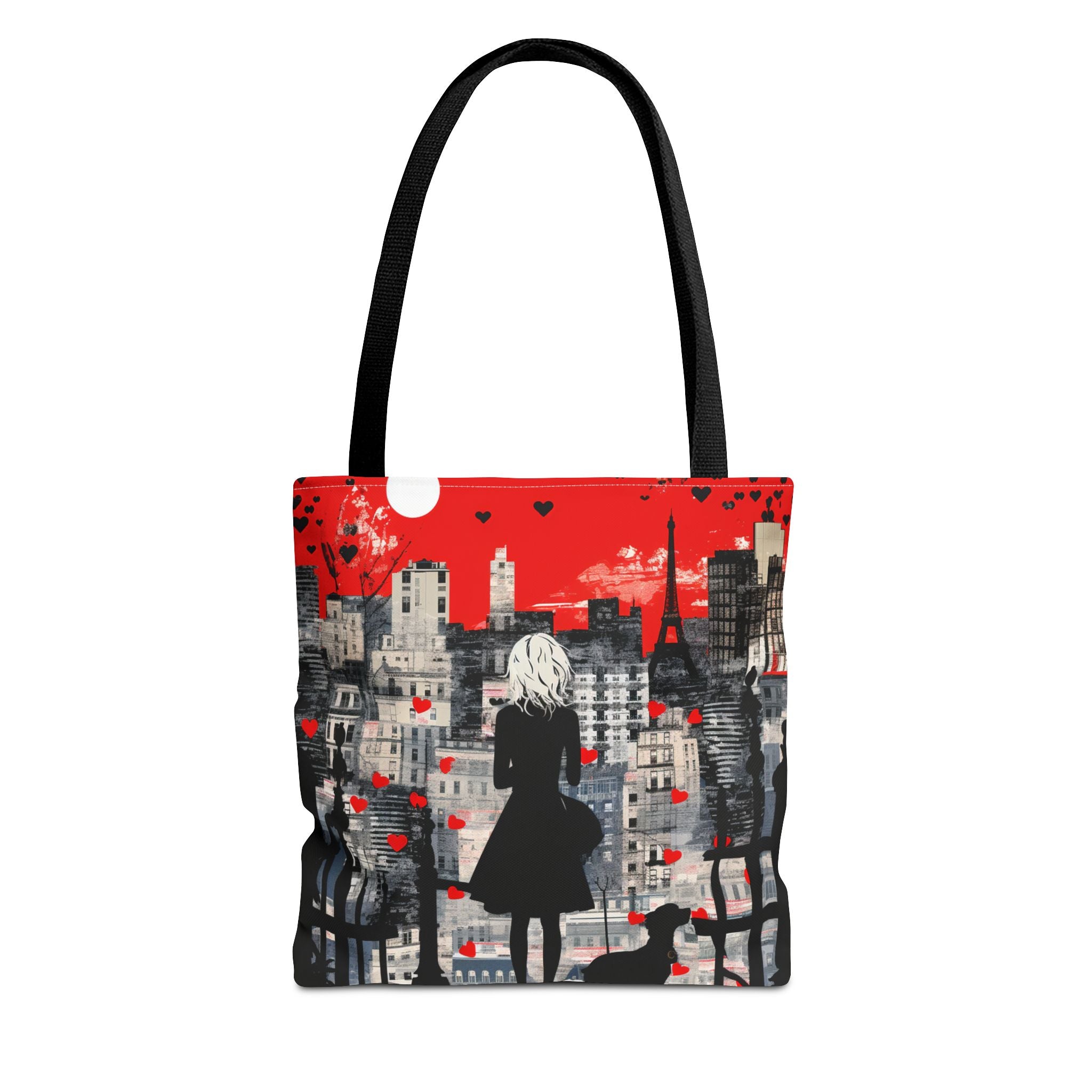 Parisian Romance Tote Bag with Silhouette Scene, Eco-Friendly Canvas