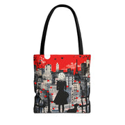 Parisian Romance Tote Bag with Silhouette Scene, Eco-Friendly Canvas