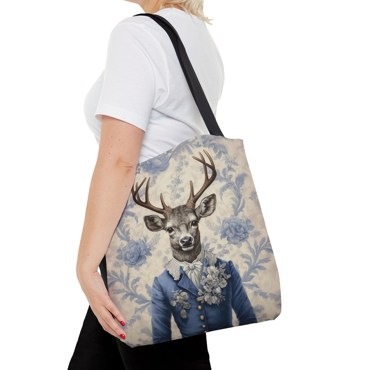 Dapper Deer Vintage Canvas Tote Bag, Elegant Nature Lover Gift