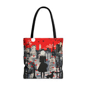 Parisian Romance Tote Bag with Silhouette Scene, Eco-Friendly Canvas