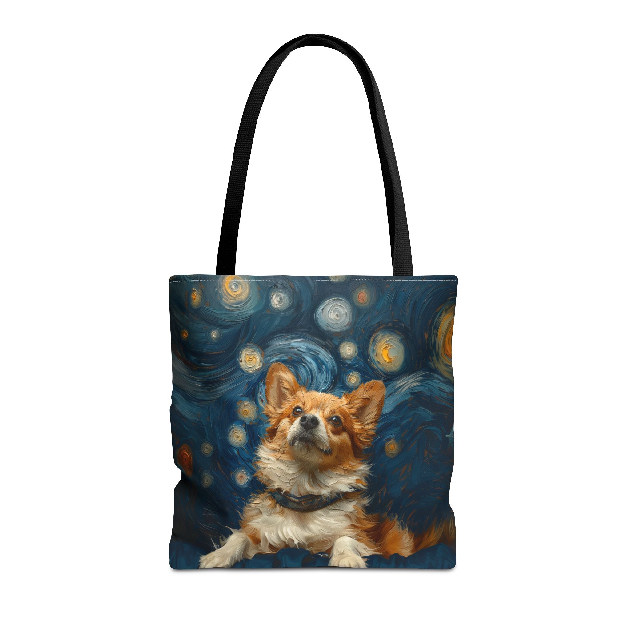 Starry Night Corgi Tote Bag, Artistic Market Bag for Dog Lovers