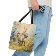 Easter Bunny and Goat Tote Bag, Whimsical Spring Market Bag