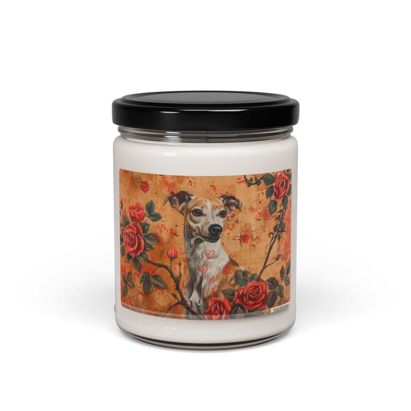 Whimsical Whippet Candle – Vintage Rose Soy Wax Gift