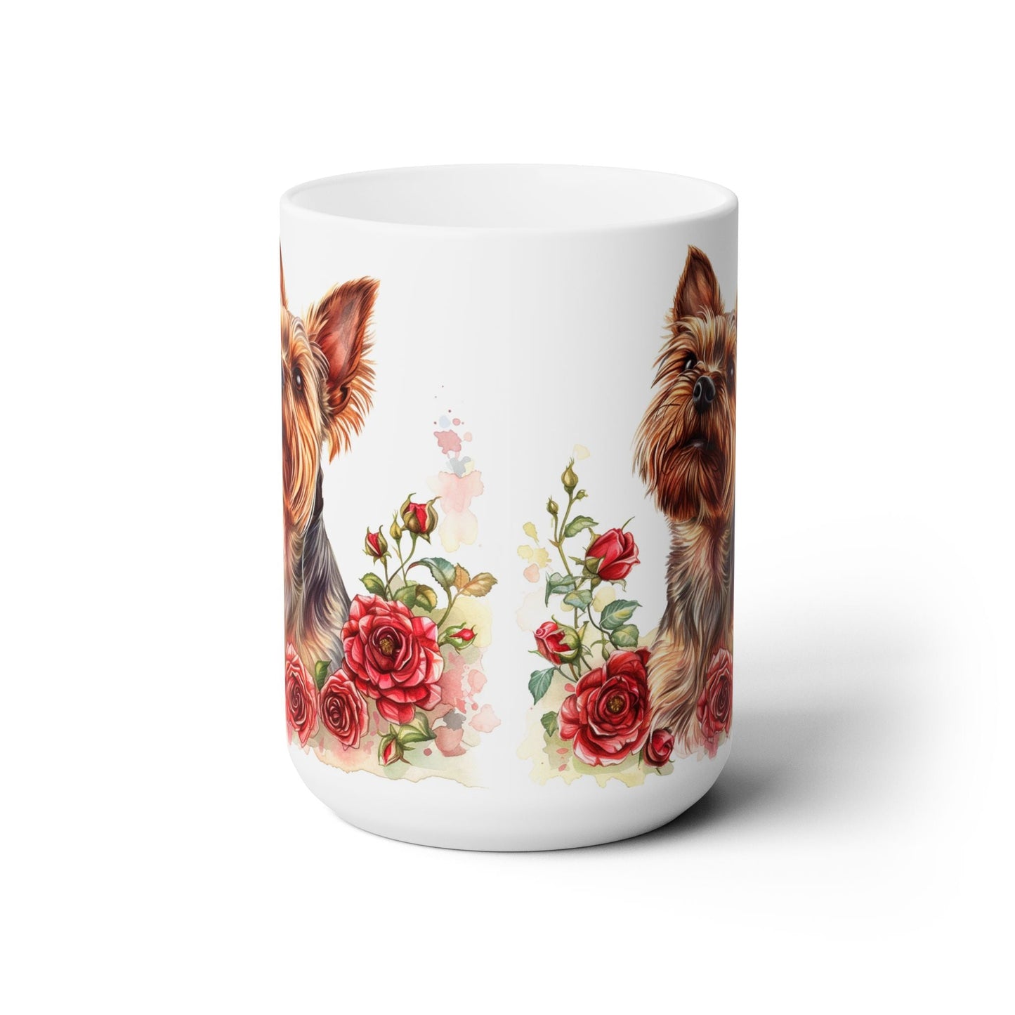 Yorkie Mom Mug – Yorkshire Terrier with Floral Design, Dog Lover Gift