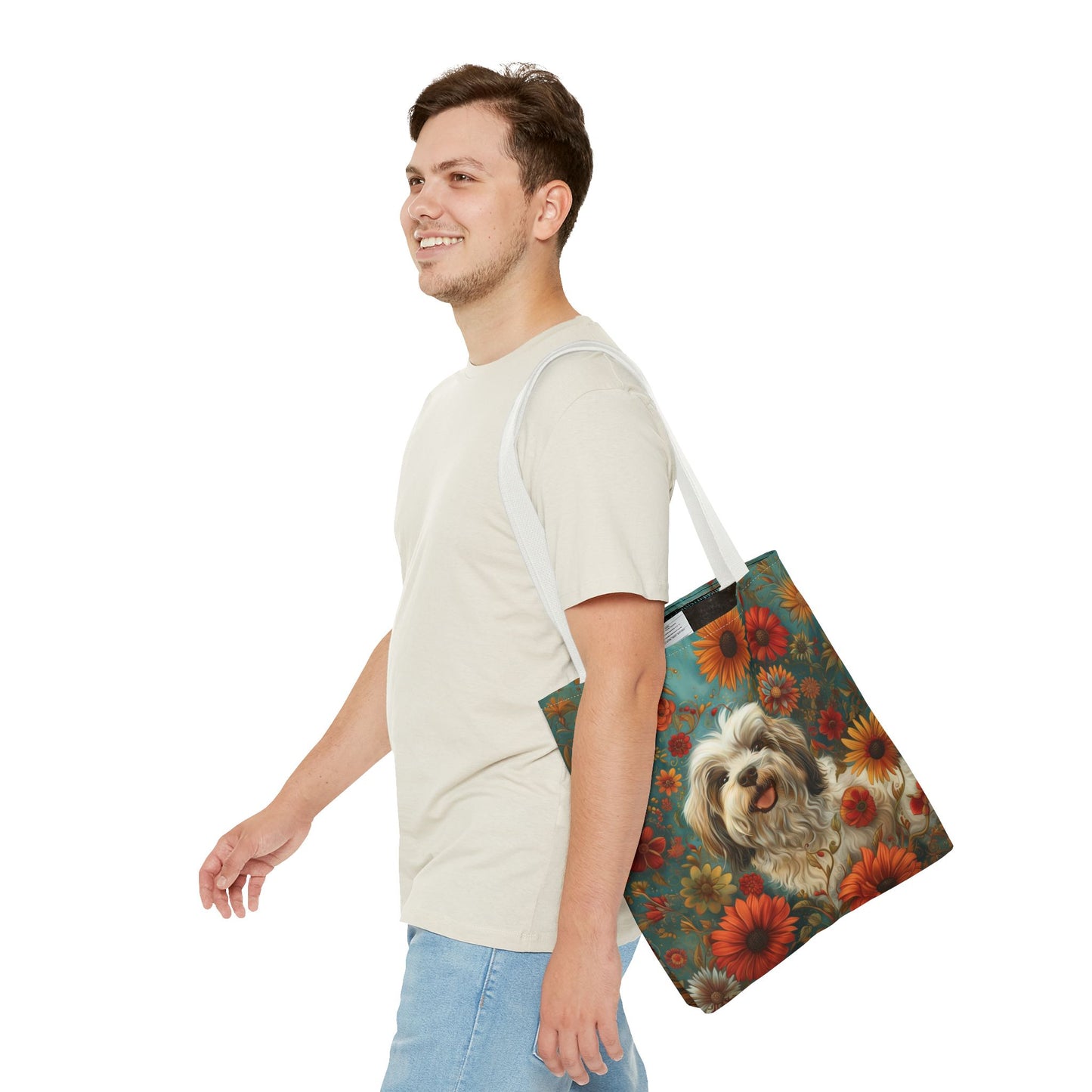 Havanese Bloom Canvas Tote Bag – Eco-Friendly, Floral, Dog Lover Gift