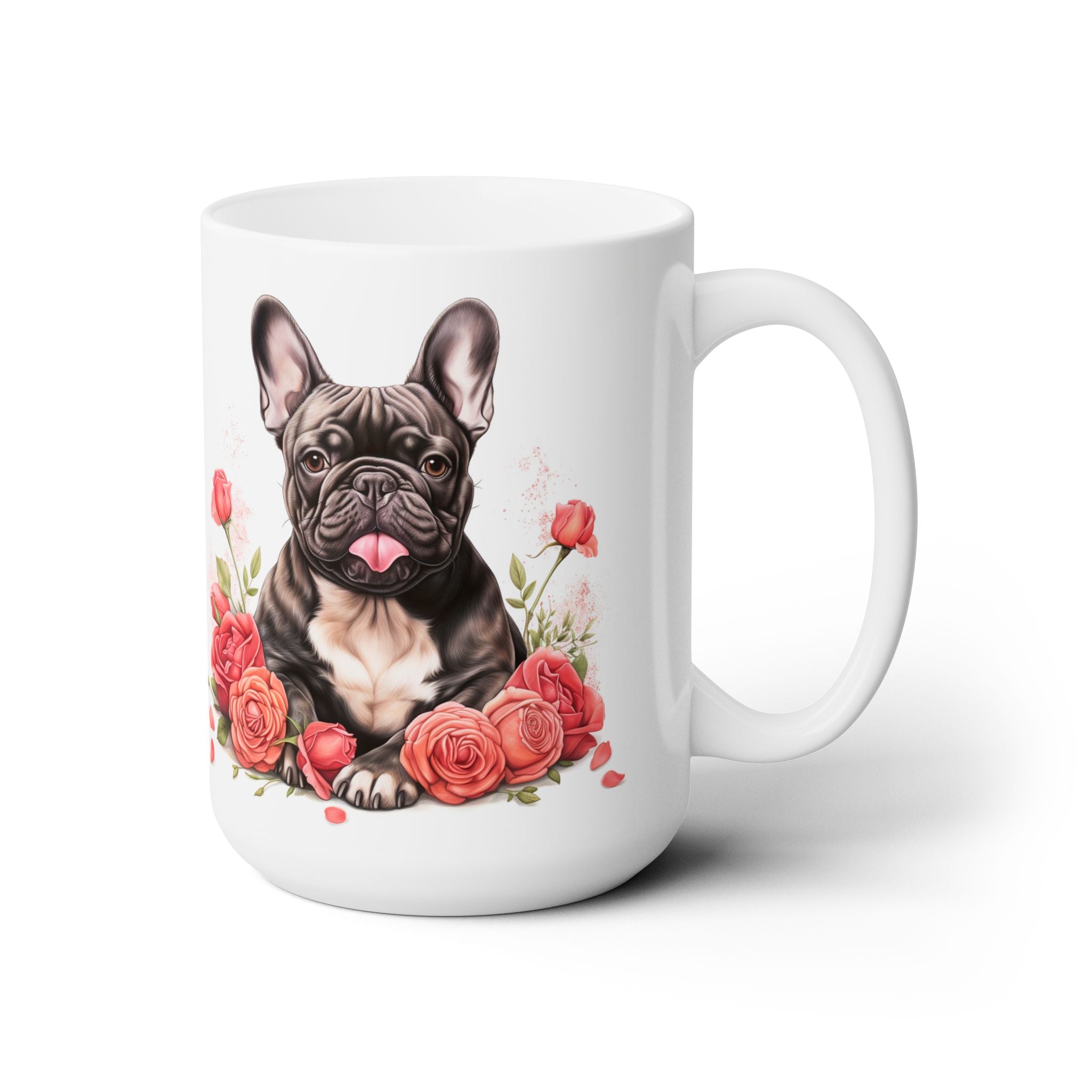 Frenchie Love Floral Coffee Mug - Valentine's Day Gift for French Bulldog Lovers - Darwin & Rose