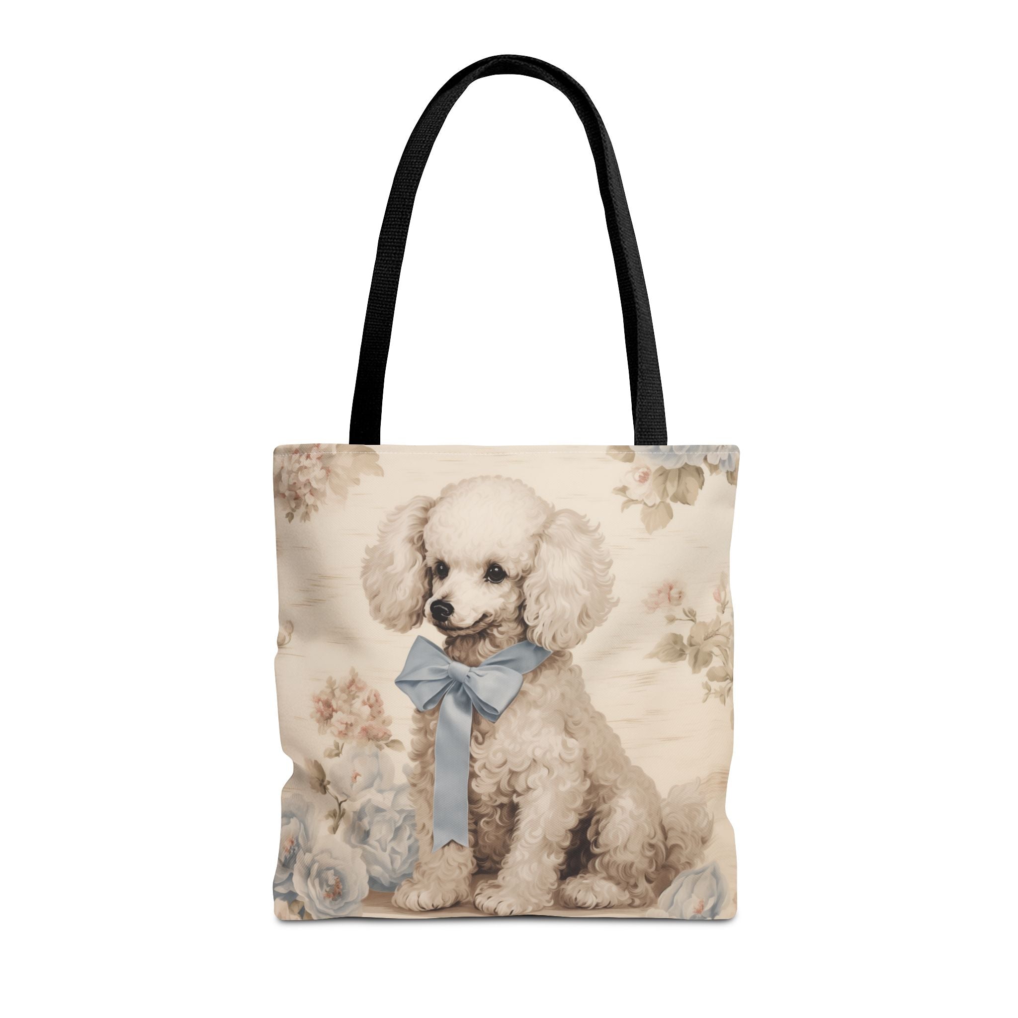 Chic Poodle Canvas Tote Bag, Floral Design for Dog Lovers