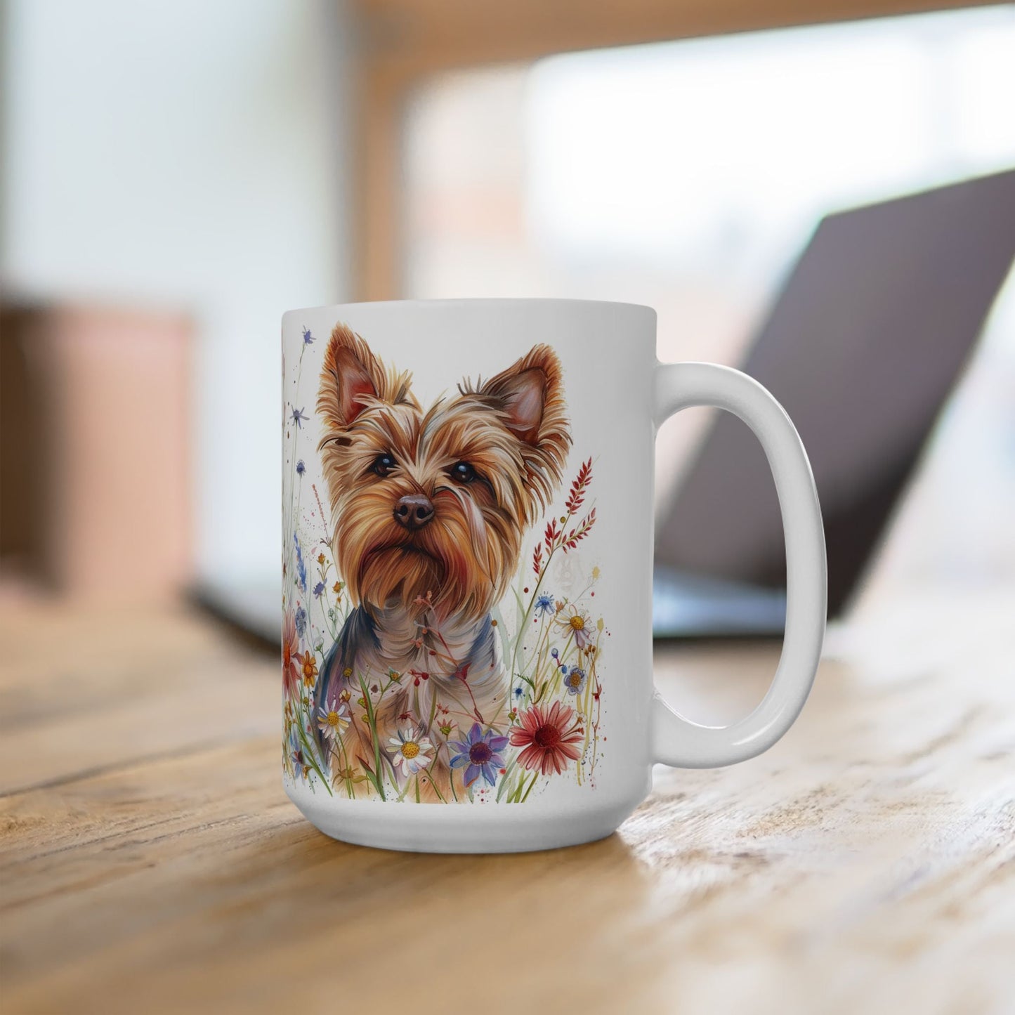 Yorkie Charm Floral Coffee Mug – Perfect Gift for Yorkie Lovers