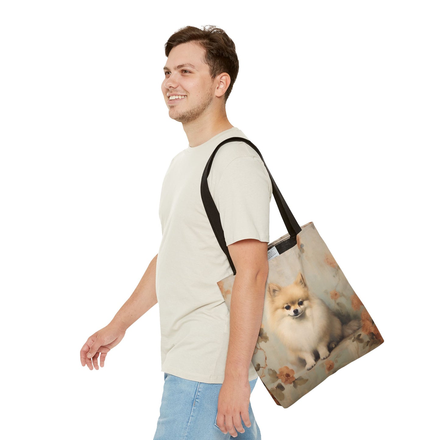 Pomeranian Floral Canvas Tote Bag – Vintage Dog Lover Gift