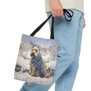 Winter Wheat Terrier Tote Bag, Cozy Winter Scene for Dog Lovers