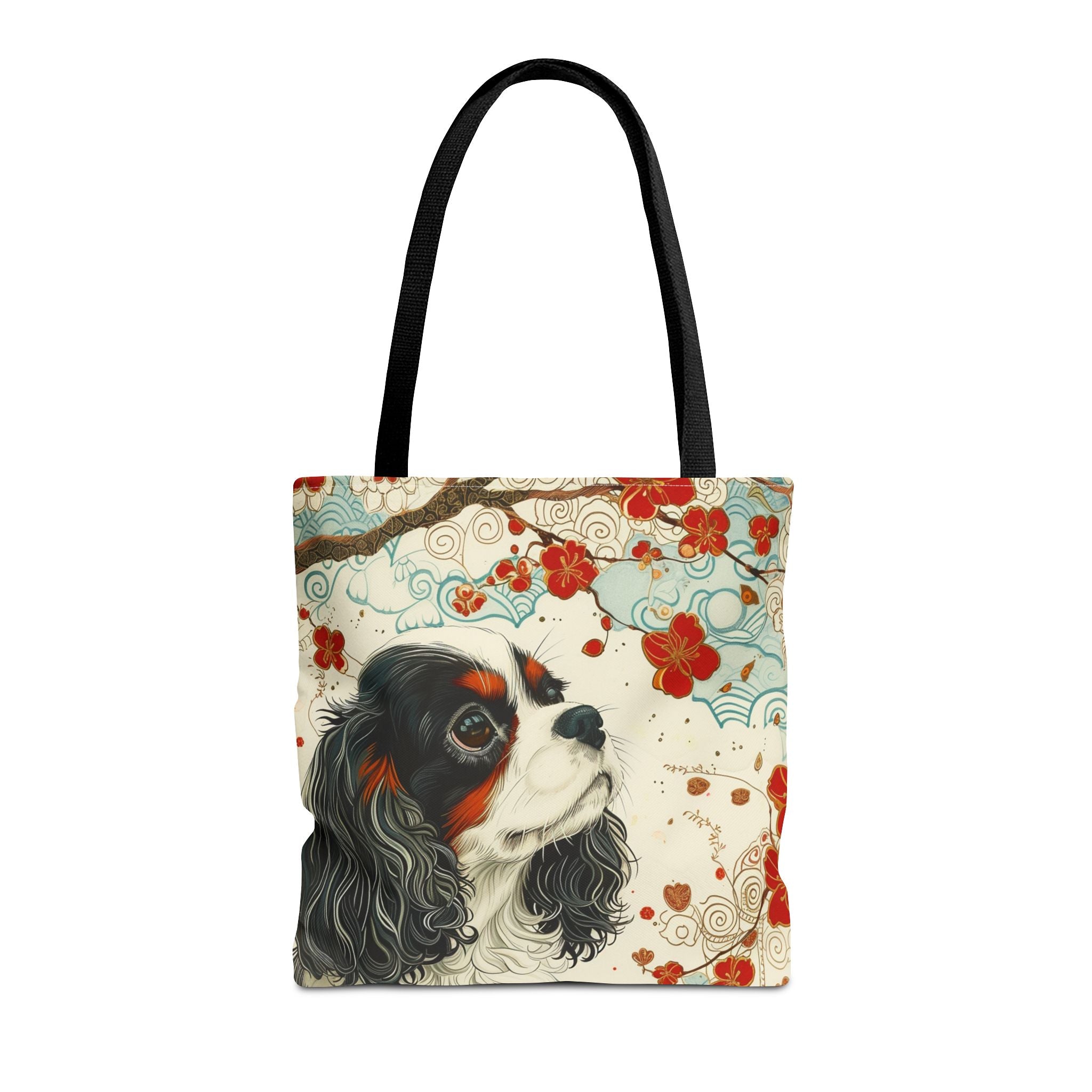 Cavalier King Charles Tote Bag, Elegant Floral Design for Dog Moms