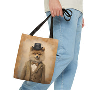 Sophisticated Pomeranian Tote Bag, Canvas Market Tote for Dog Lovers