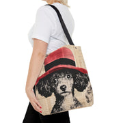 Sophisticated Poodle Tote Bag – Chic Red Hat Design Canvas Tote