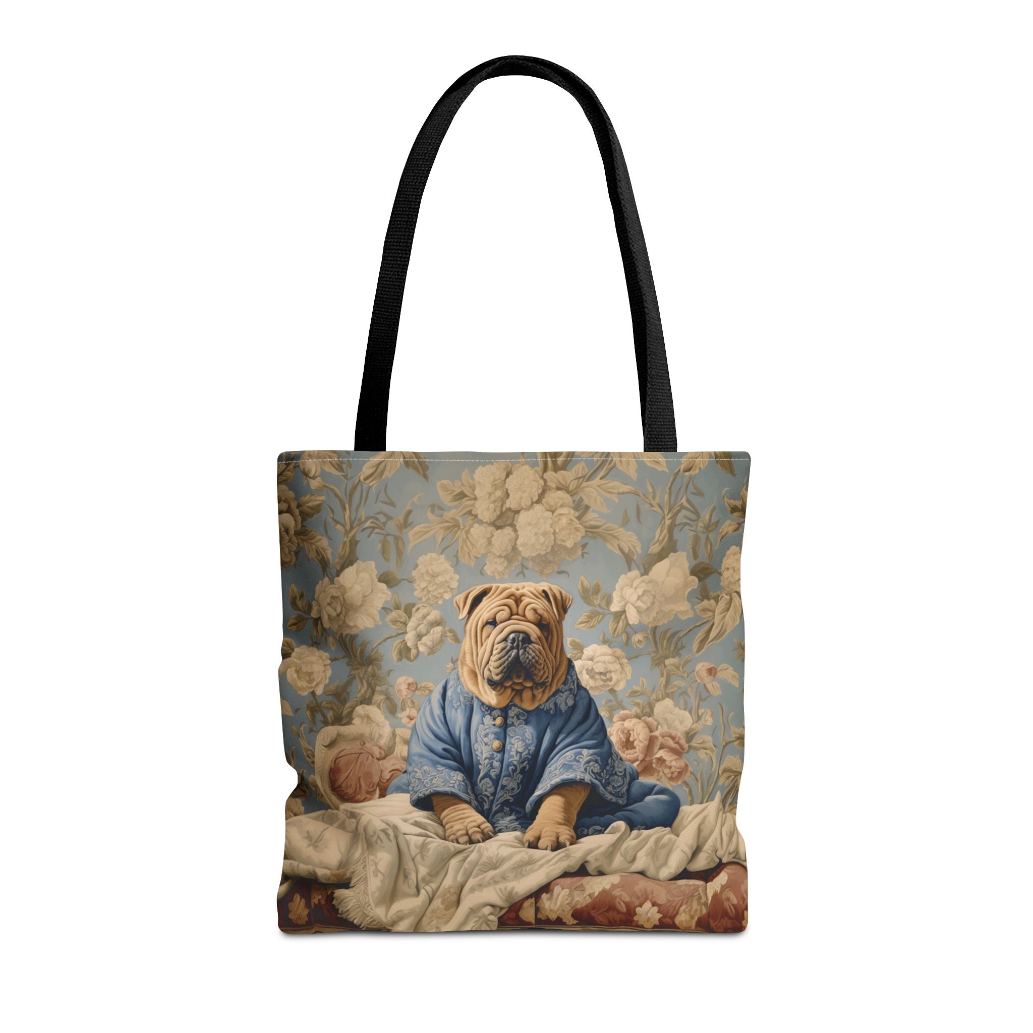 Shar Pei Royal Blossom Blue Tote Bag, Artistic Gift for Dog Lovers