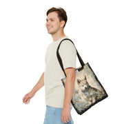 Akita Dreamscape Floral Tote Bag, Eco-Friendly Canvas for Dog Lovers