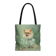 Elegant Pomeranian Tote Bag, Vintage Dog Lover Canvas Bag